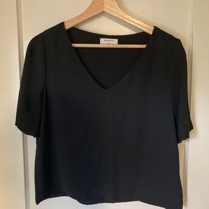 Black Cropped Length Blouse by Babaton